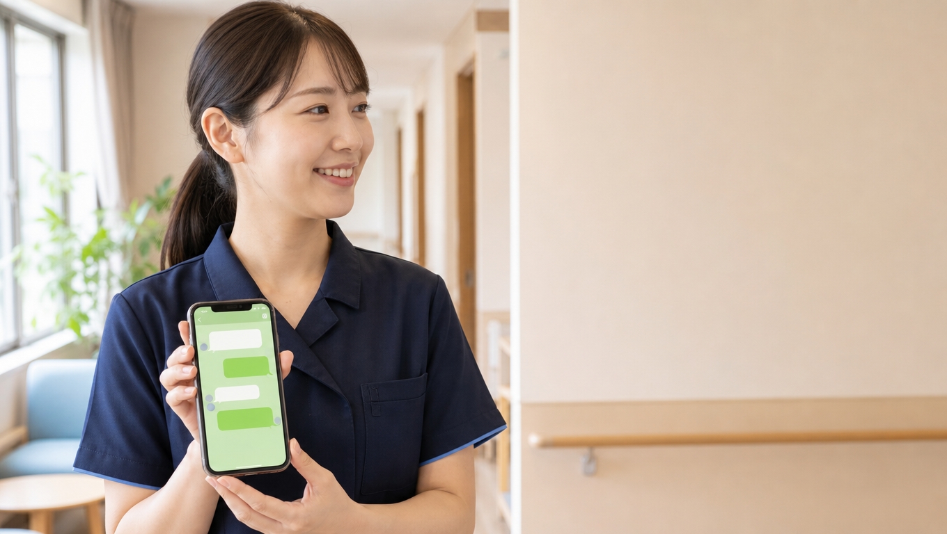 板橋区の福祉施設でLINE公式アカウントを使い家族連絡や見学予約を自動化するイメージ